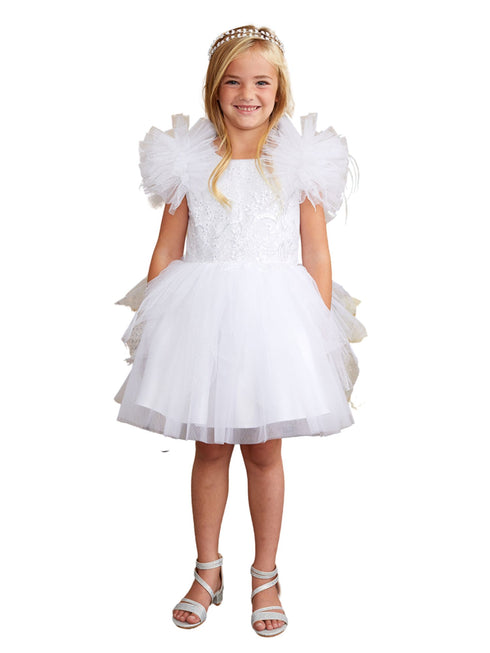 Tip Top Kids Girls Mesh Sleeve Dress with Beaded Lace Overlay Bodice and Layered Skirt, Sizes 6 Months-12 - SophiasStyle.com